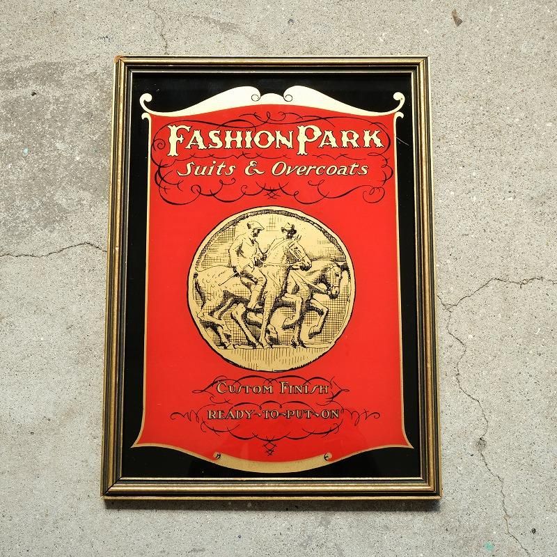 1920's FASHION PARK SUITS & OVERCOATS GLASS SIGN