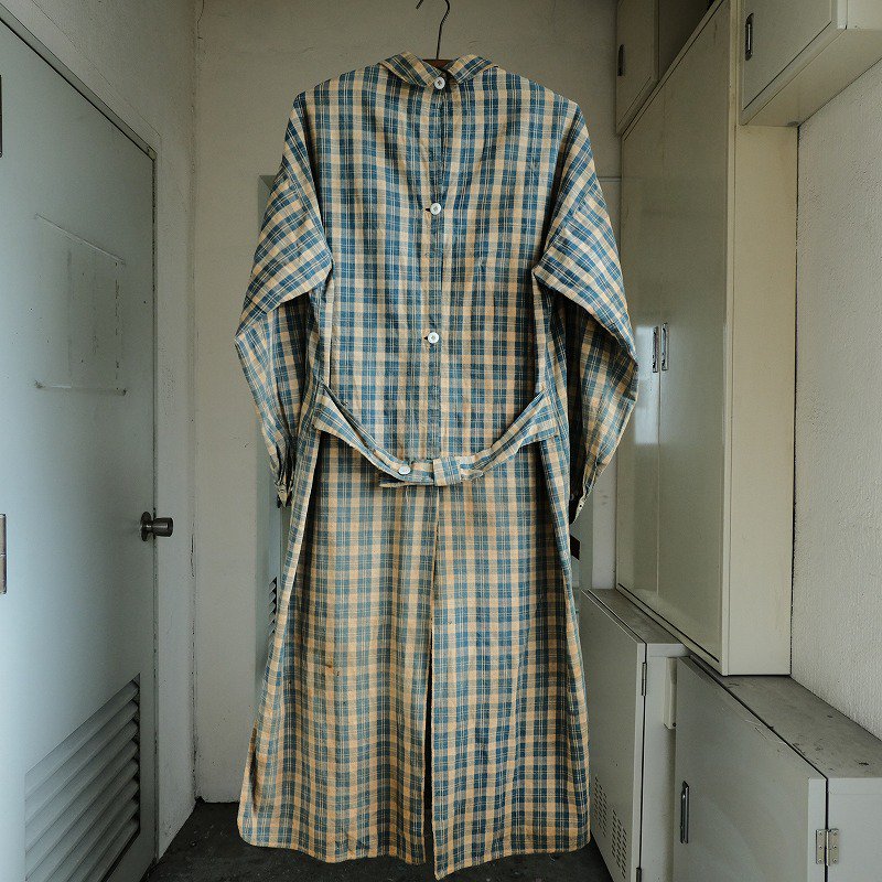 1900's INDIGO CHECK WORK DRESS SHIRT
