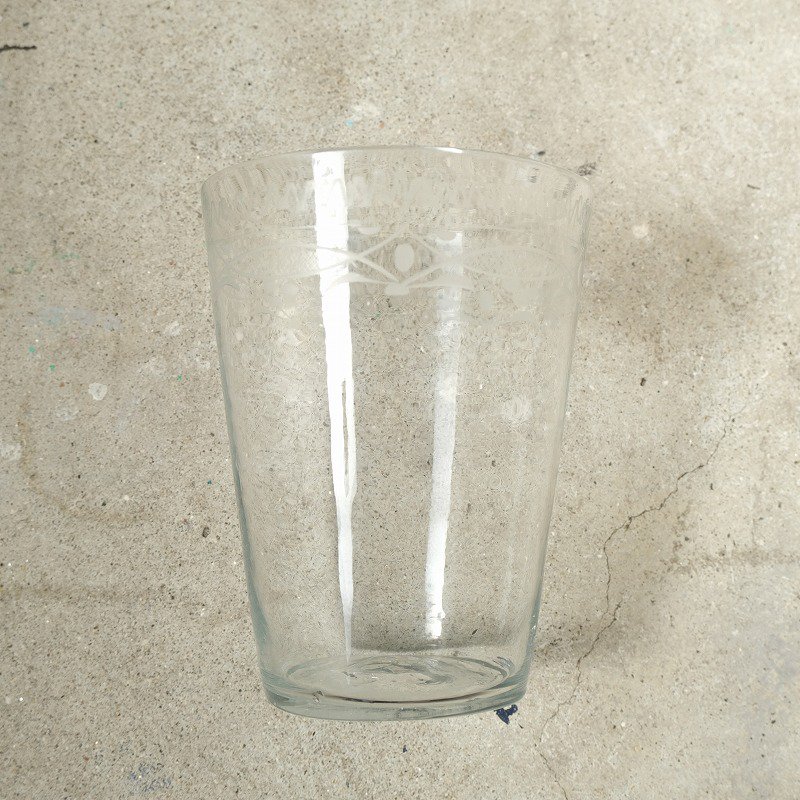 1890's ANTIQUE FREE BLOWN ETCHED FLIP GLASS With MUDDLER