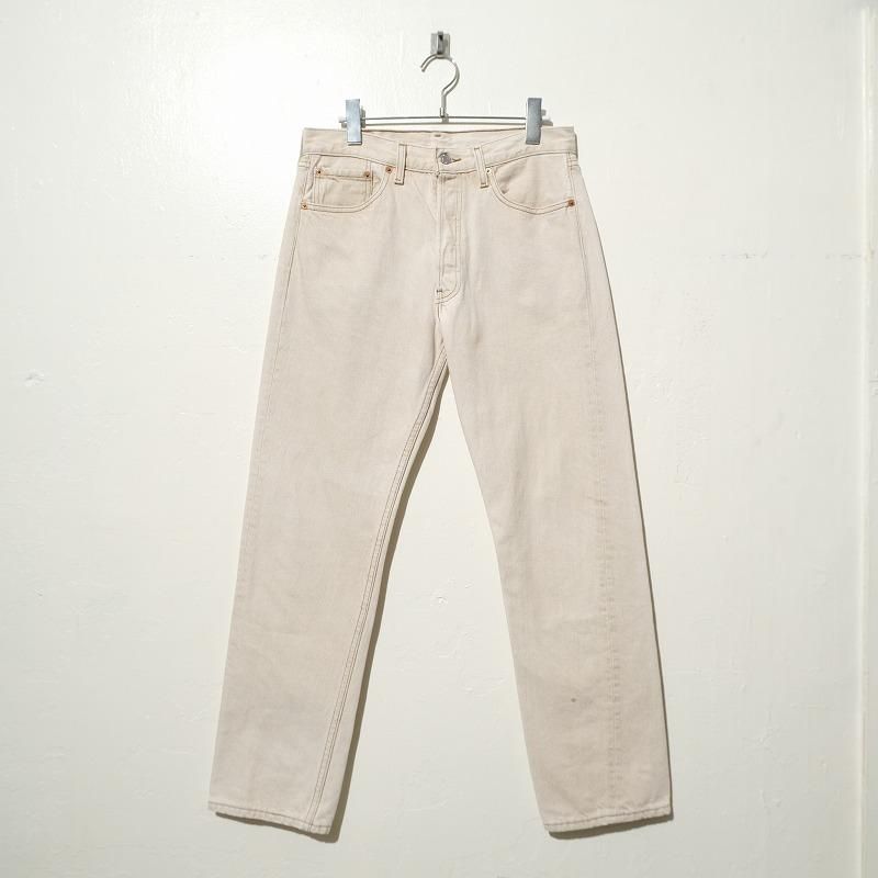 1990's LEVI'S 501 KHAKI OFF WHITE DENIM PANTS