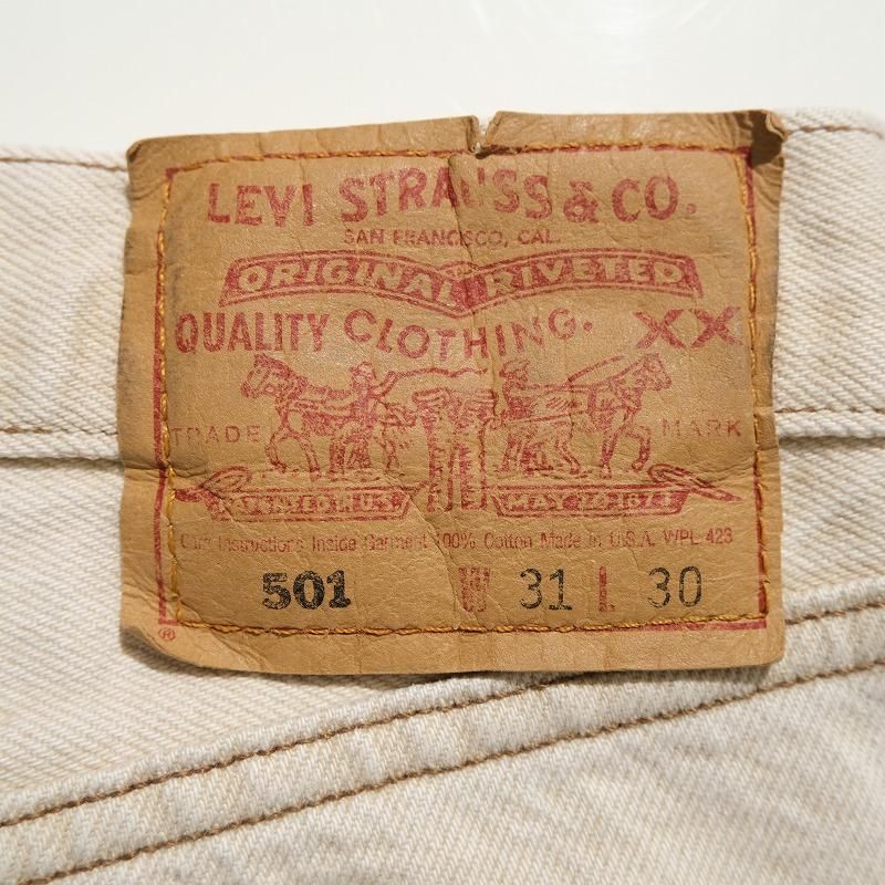 1990's LEVI'S 501 KHAKI OFF WHITE DENIM PANTS