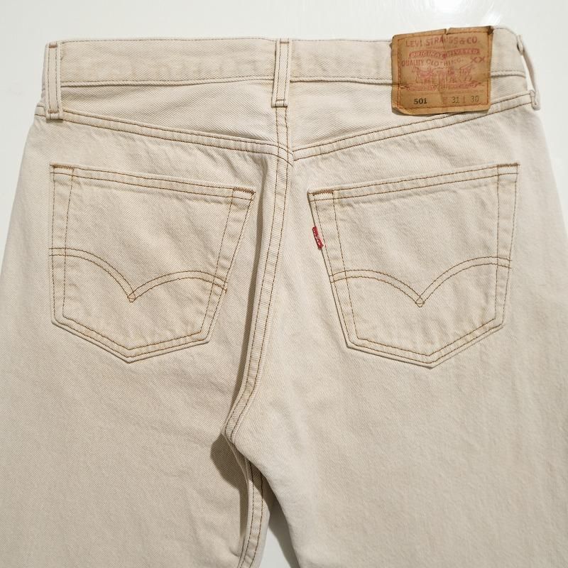 1990's LEVI'S 501 KHAKI OFF WHITE DENIM PANTS