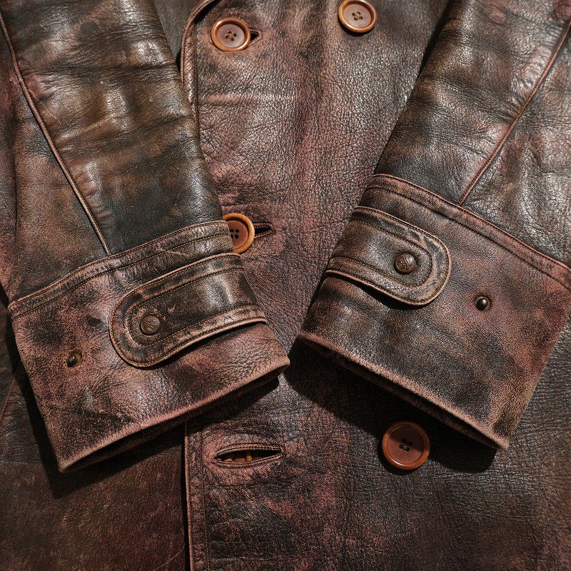 1930's DOUBLE BREASTED LEATHER COAT