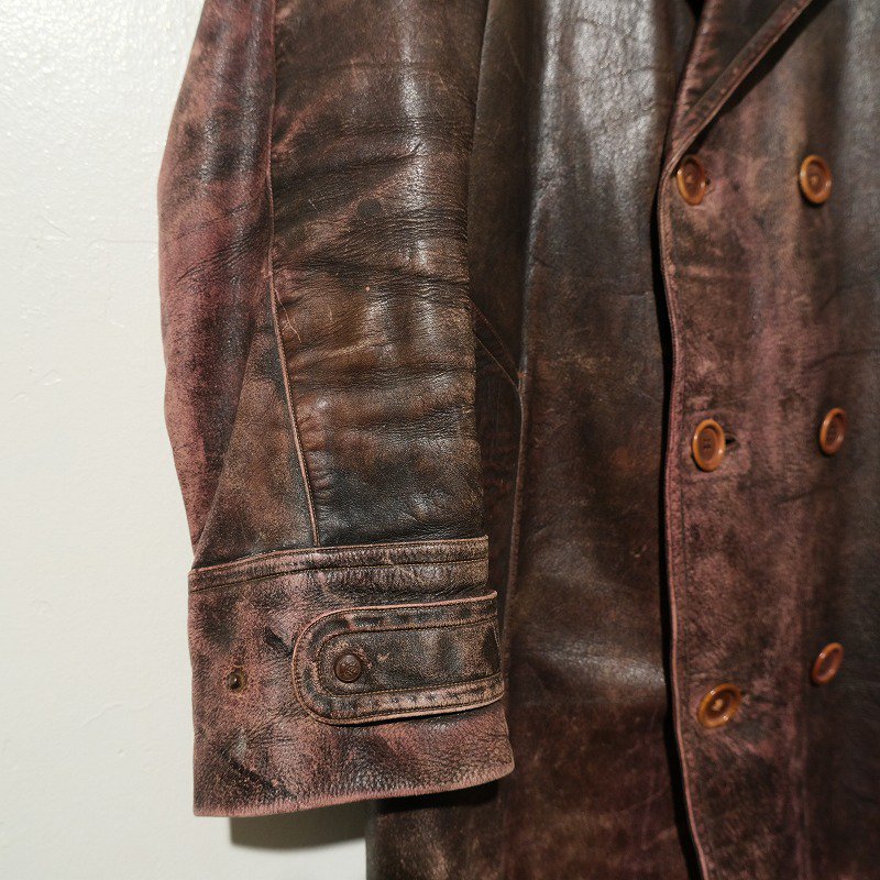 1930's DOUBLE BREASTED LEATHER COAT
