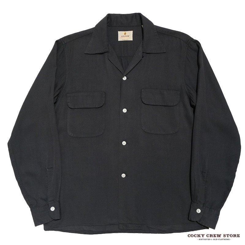 1950's ARROW BLACK RAYON BOX SHIRT