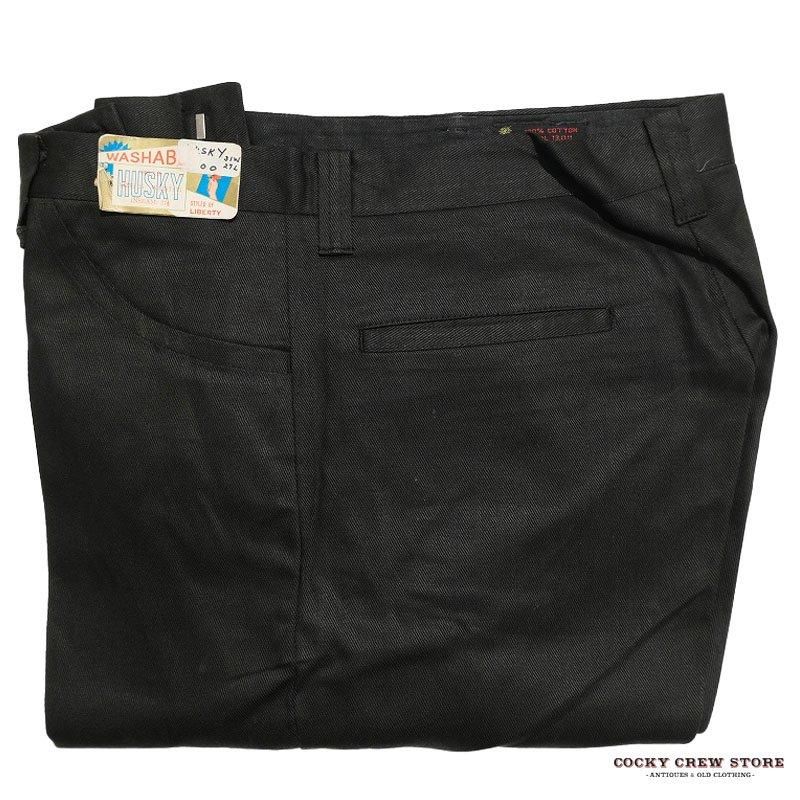 1960's BLACK COTTON SLIM TAPERED PANTS