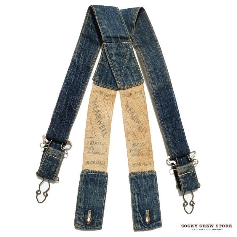 1930's WEARWELL DENIM OVERALL SUSPENDERS