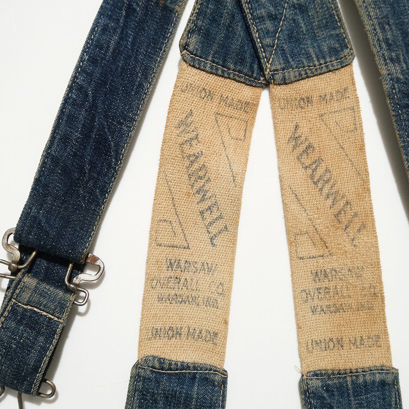 1930's WEARWELL DENIM OVERALL SUSPENDERS