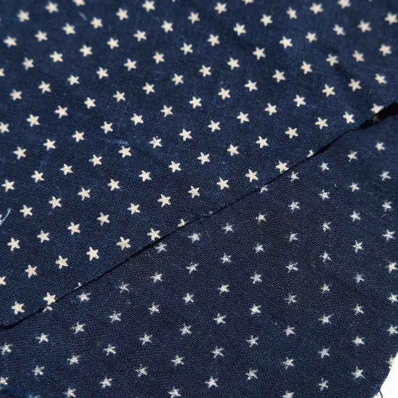 1910's ANTIQUE INDIGO STAR DOT FABRIC