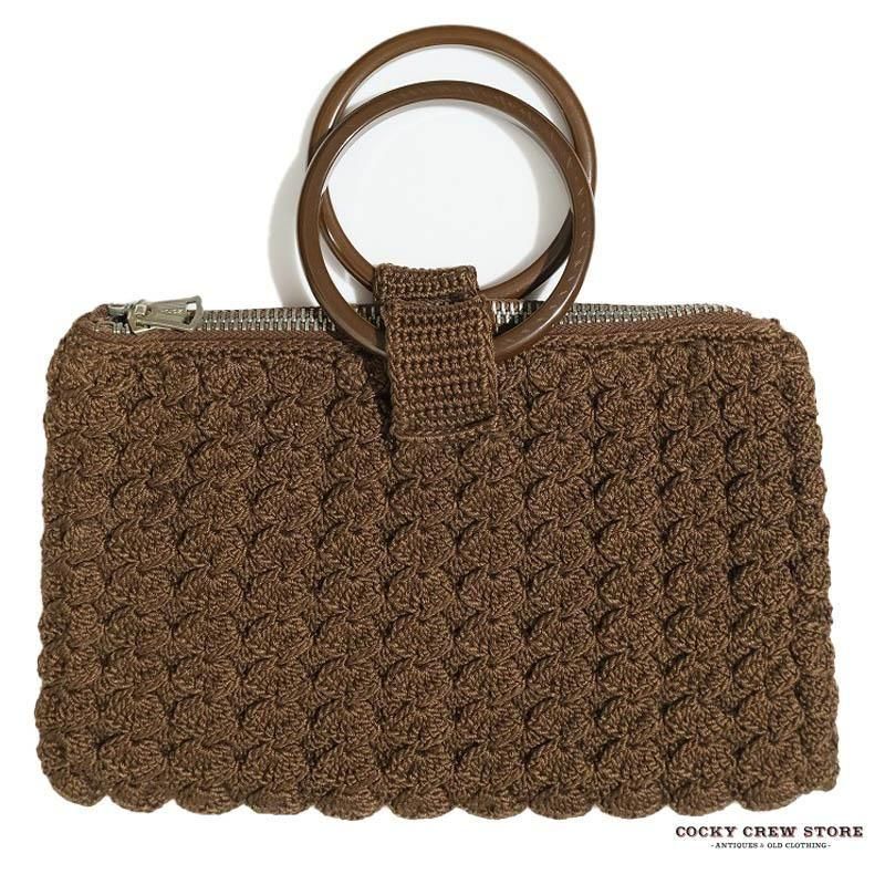 1930's TALON ZIPPER BROWN COTTON KNIT PURSE