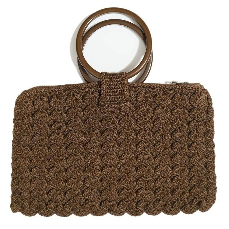1930's TALON ZIPPER BROWN COTTON KNIT PURSE