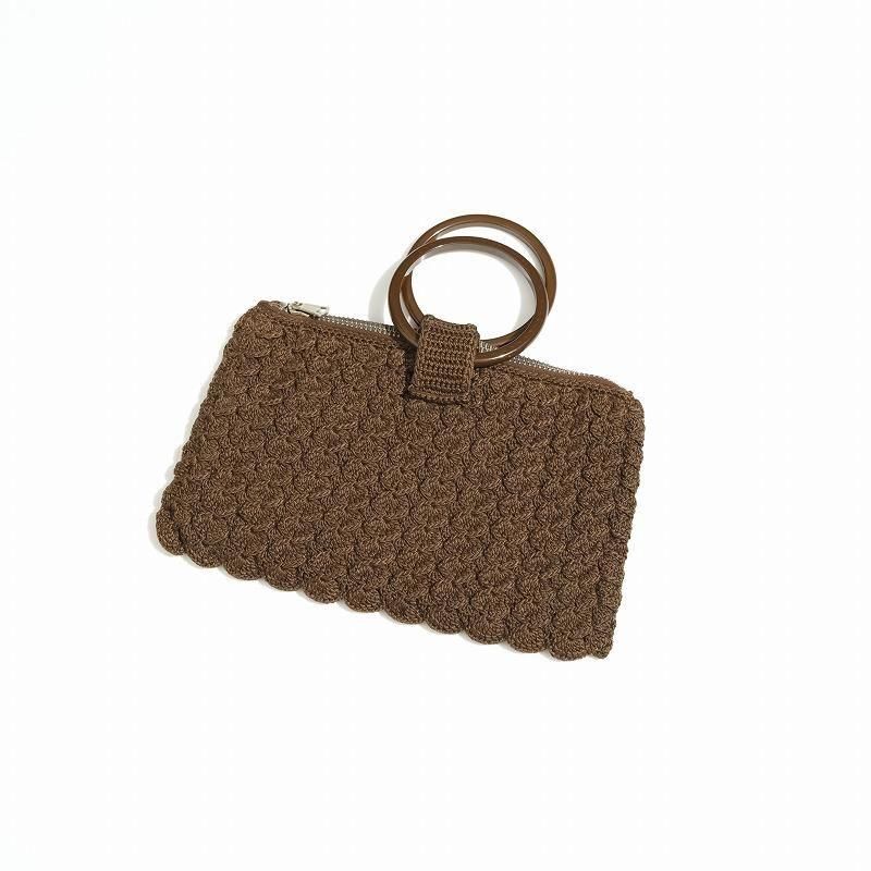 1930's TALON ZIPPER BROWN COTTON KNIT PURSE