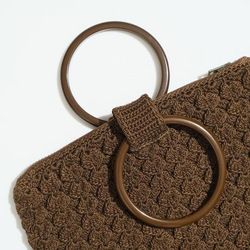 1930's TALON ZIPPER BROWN COTTON KNIT PURSE