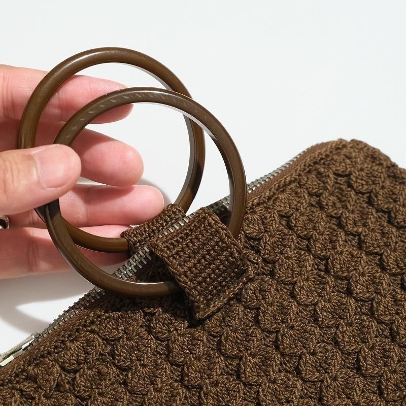 1930's TALON ZIPPER BROWN COTTON KNIT PURSE