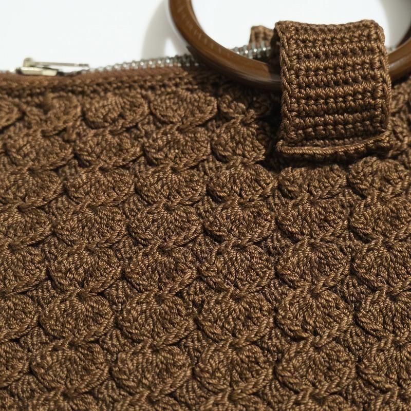 1930's TALON ZIPPER BROWN COTTON KNIT PURSE