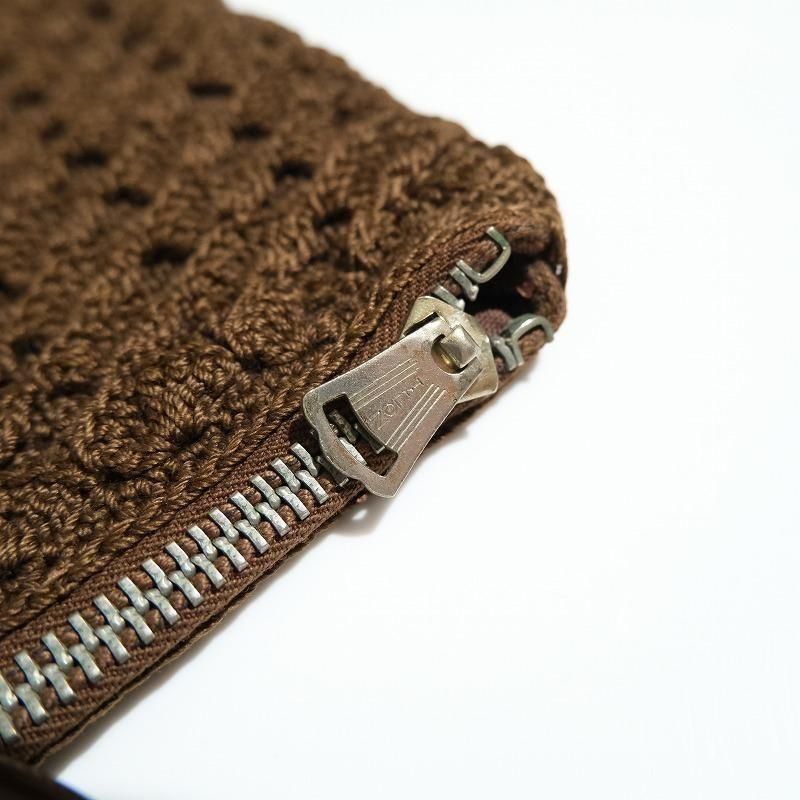 1930's TALON ZIPPER BROWN COTTON KNIT PURSE