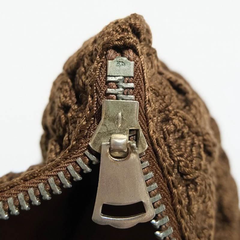 1930's TALON ZIPPER BROWN COTTON KNIT PURSE