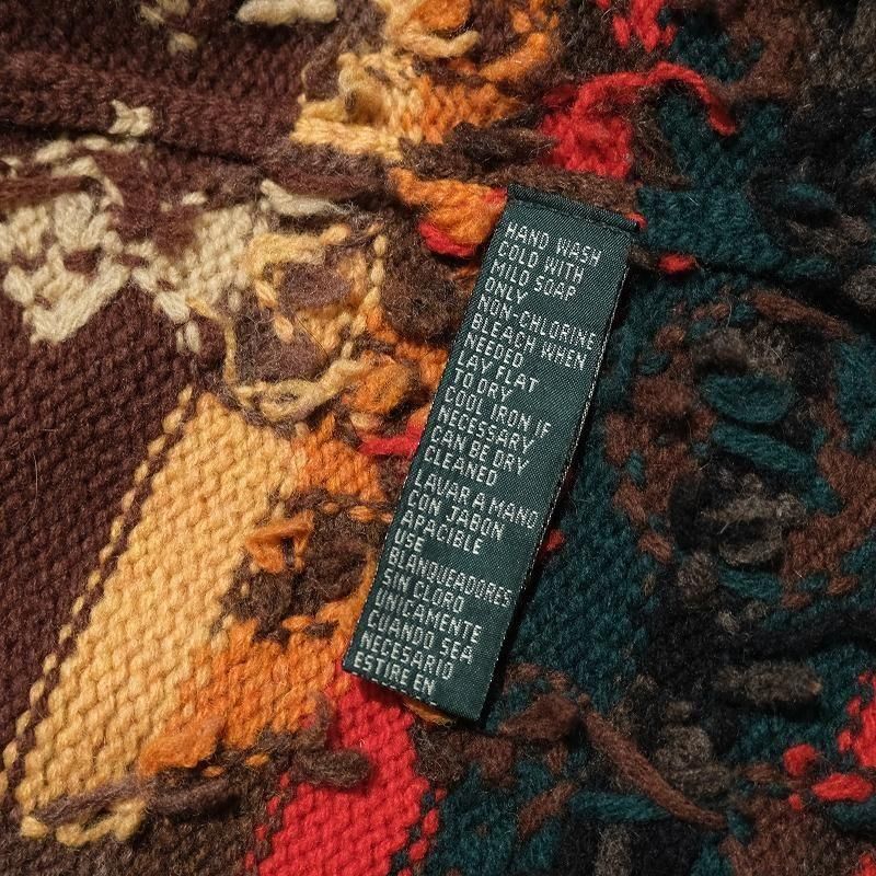 1990's EXCLUSIVE HAND KNIT FOR LAUREN (RALPH LAUREN) NATIVE PATTERN CARDIGAN