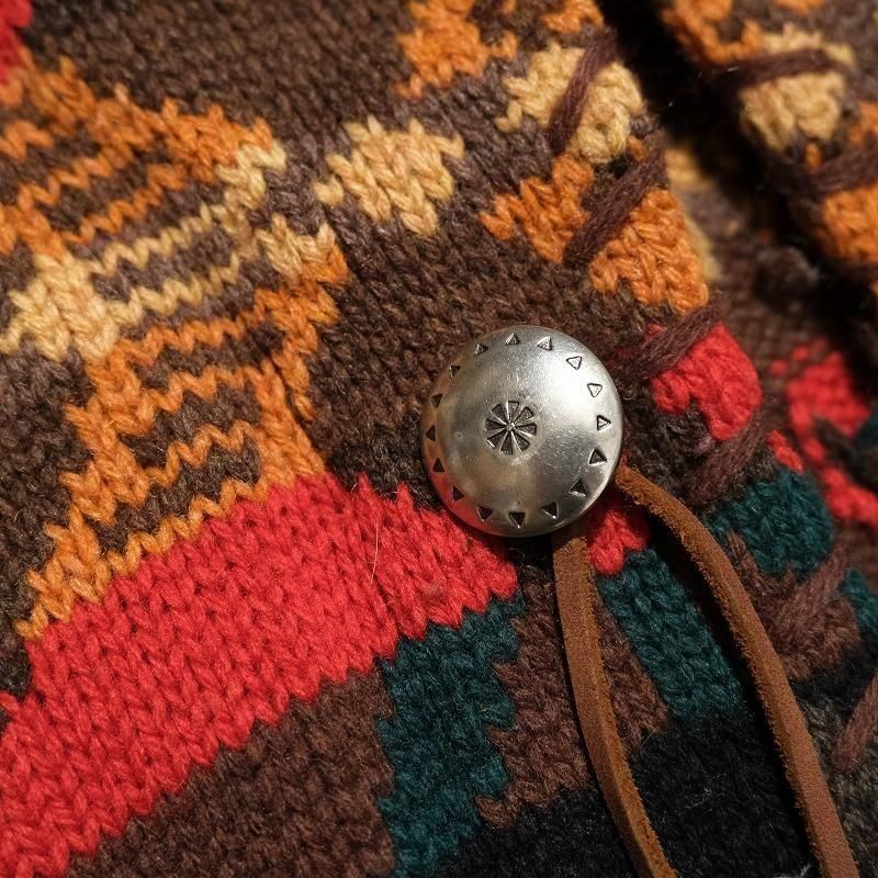 1990's EXCLUSIVE HAND KNIT FOR LAUREN (RALPH LAUREN) NATIVE PATTERN CARDIGAN
