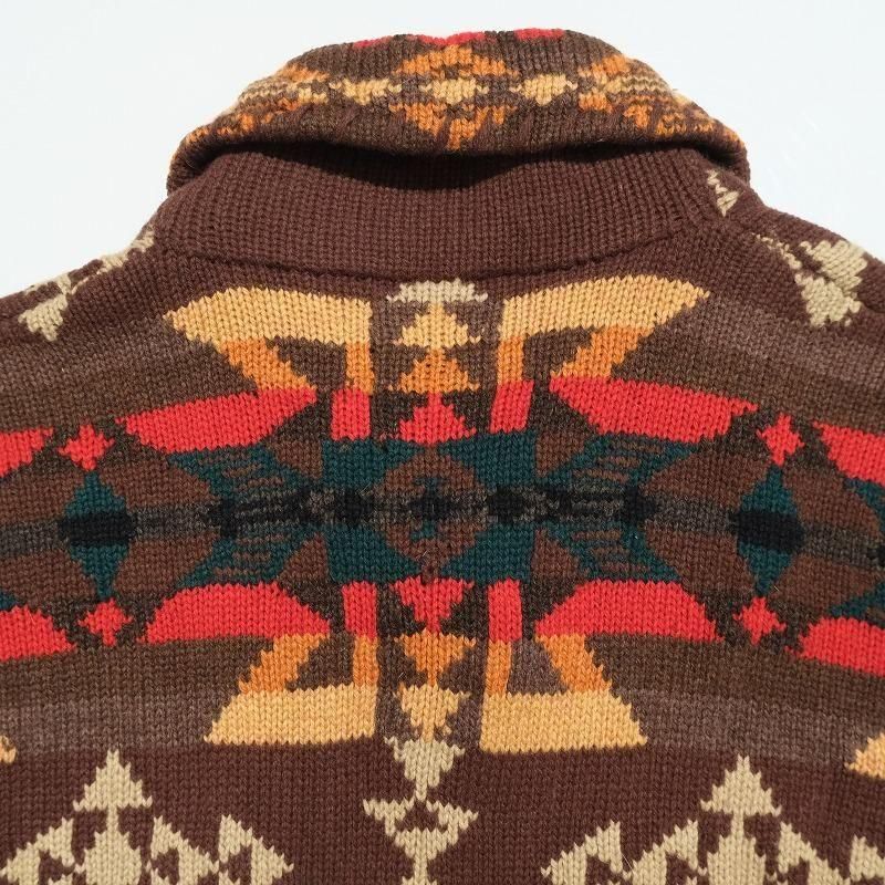 1990's EXCLUSIVE HAND KNIT FOR LAUREN (RALPH LAUREN) NATIVE PATTERN CARDIGAN