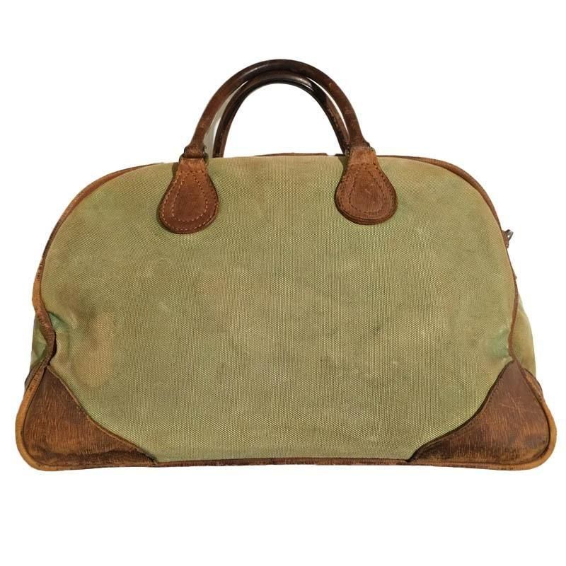1940's BRITISH MADE CANVAS LEATHER HANDLE BAG - Cocky Crew