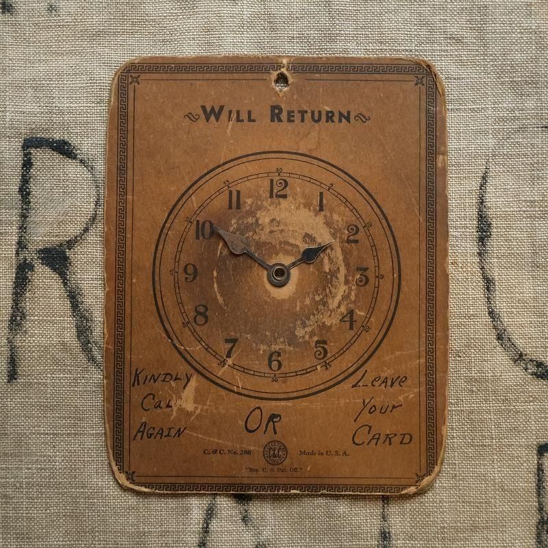 1920's WILL RETURN SIGN