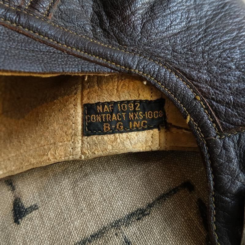 1940's U.S.NAVY NAF LEATHER FLIGHT CAP