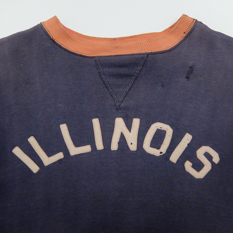1930's Two Tone Felt Lettering Double Face Sweat Shirt (ILLINOIS)