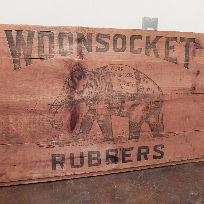 1900's1910's WOONSOCKET RUBBERS Wood Shipping Box