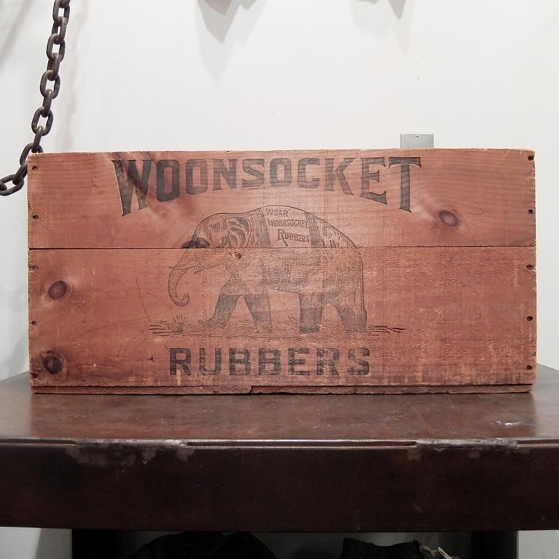 1900's1910's WOONSOCKET RUBBERS Wood Shipping Box