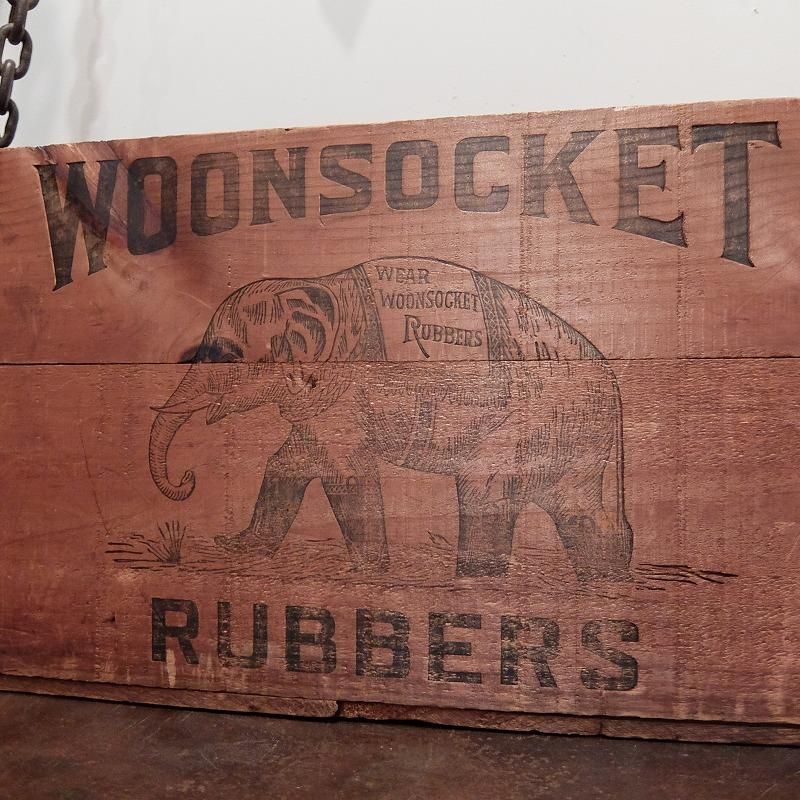 1900's1910's WOONSOCKET RUBBERS Wood Shipping Box