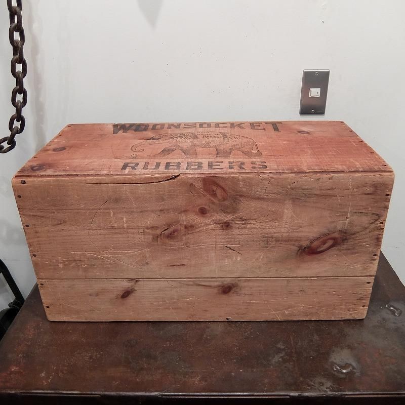 1900's1910's WOONSOCKET RUBBERS Wood Shipping Box