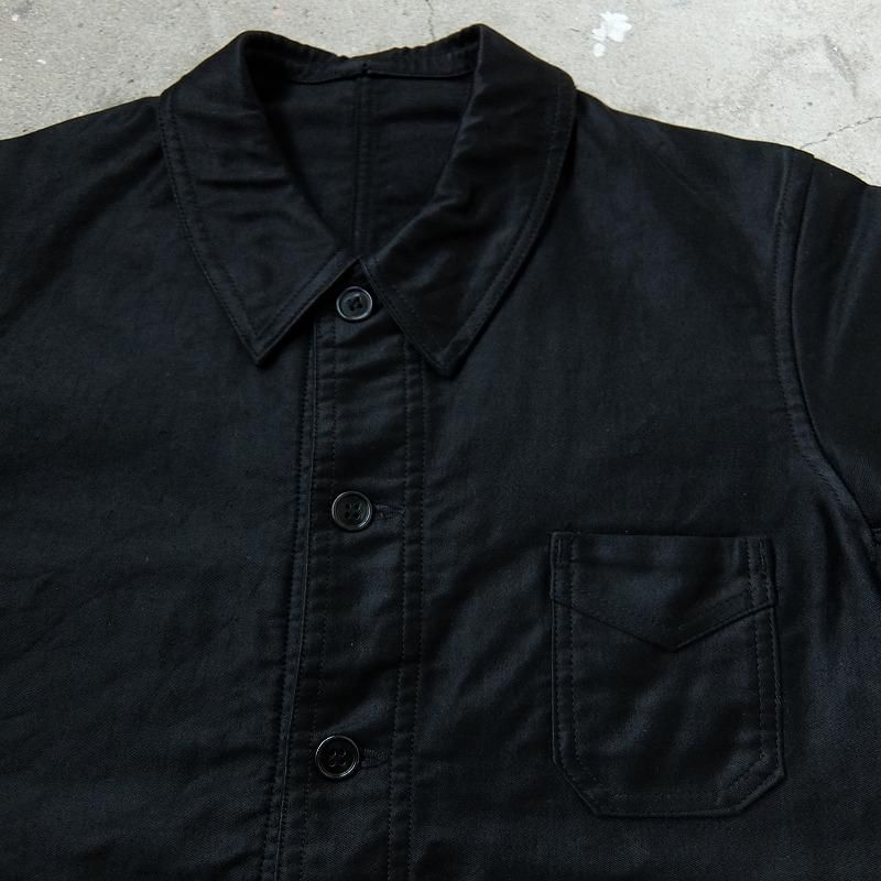 1930's1940's French Black Moleskin Work Jacket