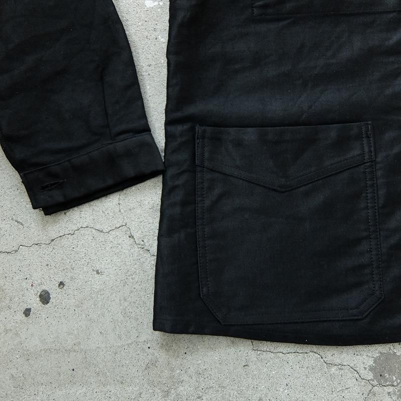 1930's1940's French Black Moleskin Work Jacket