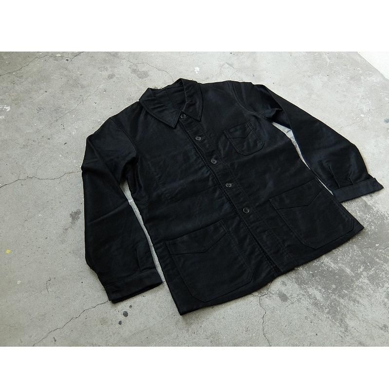 1930's1940's French Black Moleskin Work Jacket