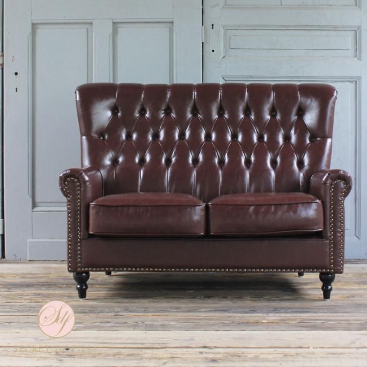 ヴィンセントシリーズ】 チェスターフィールド ソファ 2人掛け