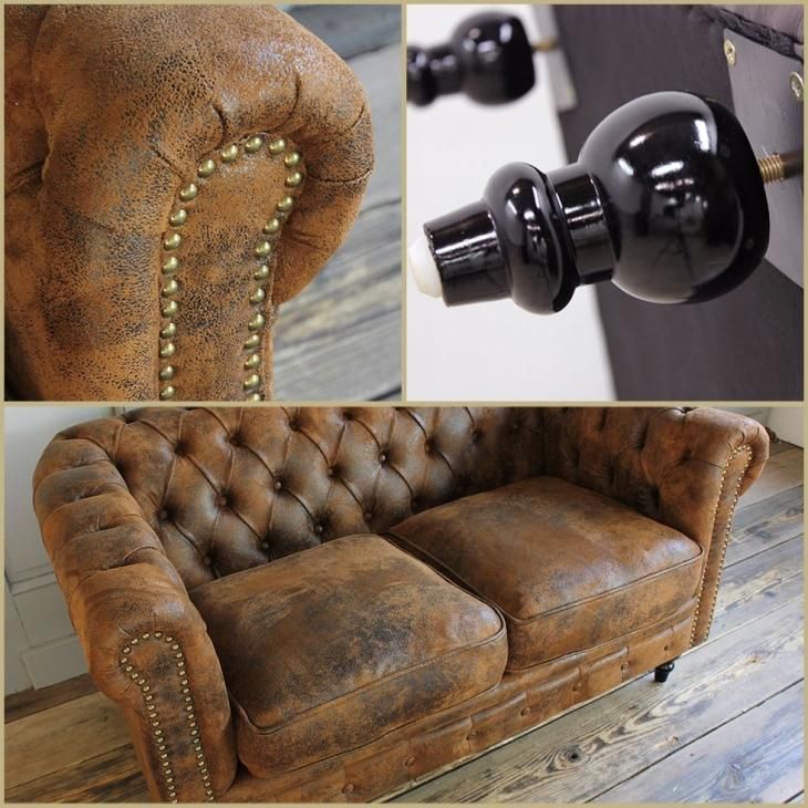 ヴィンセント チェスターフィールドソファ 2人掛け バックスキン