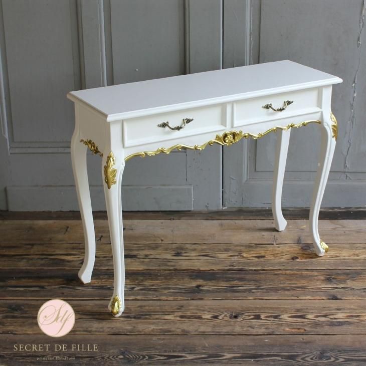 アンティーク 木製 彫刻 猫脚 ホワイト ゴールド コンソール テーブル アンティーク 木製 彫刻 猫脚 ホワイト ゴールド コンソール テーブル