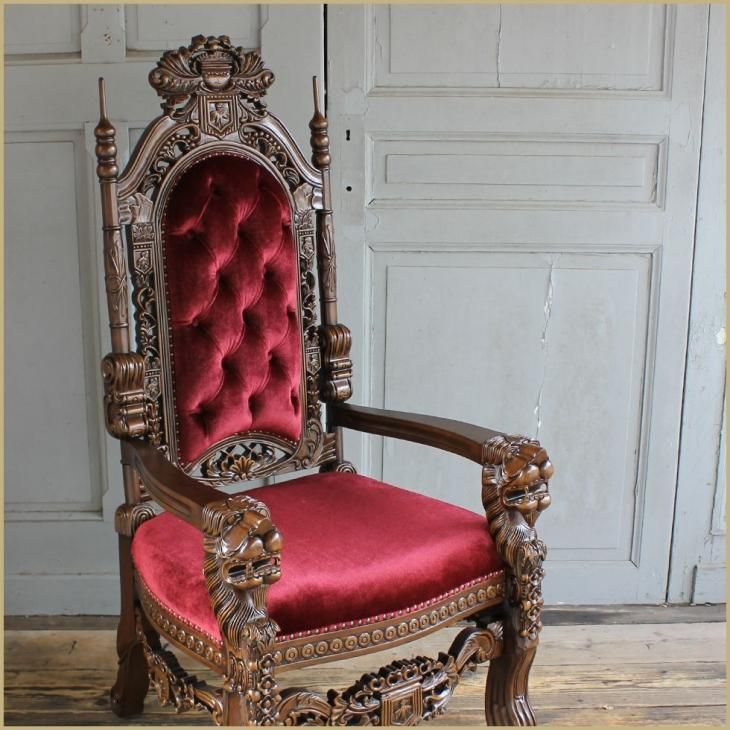 バロックスタイル 赤いアームチェア Tsuji mokko Arm chair Remake Japan vintage 1970's [A] Red [B