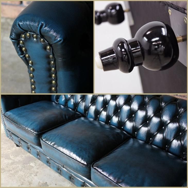 英国ヴィンテージレザー調チェスターフィールドソファー3点セット　VINCENT ヴィンテージレザー調ファブリックコンパクトチェスターフィールド3