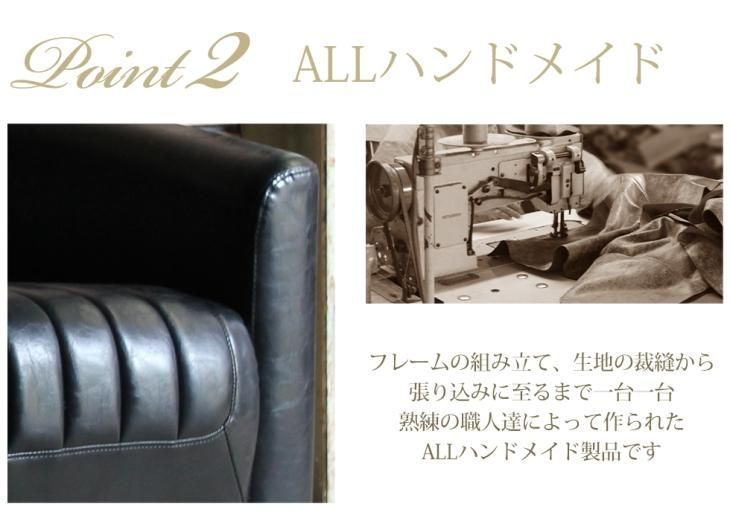 アールデコ モダンソファ VRシリーズ 2人掛け　シャインブラックPUレザー vr2p51k リプロ D 121*81*71