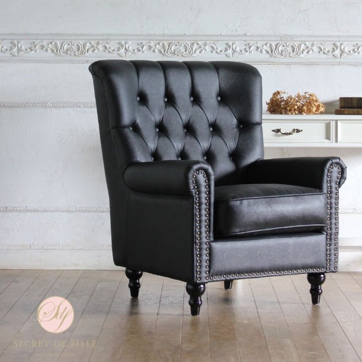 1人がけソファ/チェスターフィールド/ブラック/英国調/一脚(A) チェスターフィールド ソファ 一人掛け 1人用ソファー ソファー