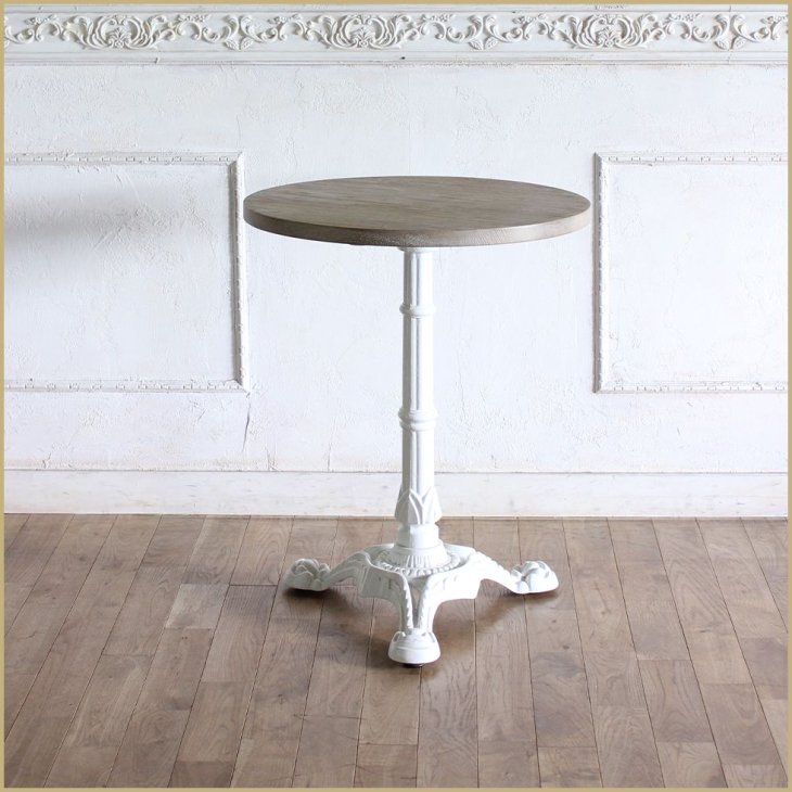 カフェテーブル Φ60cm 3本脚 オーク材 プラスターウッド ホワイト frt1-60r-lw-1 リプロ