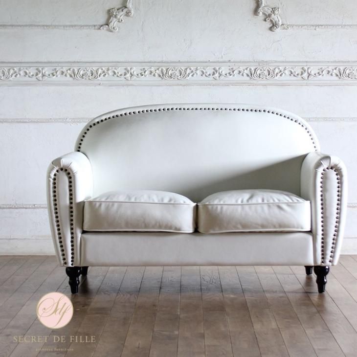 2人掛けソファ スクレドゥフィーユ ホワイト スクレドゥフィーユ ホワイトPUレザー 2人掛けソファ