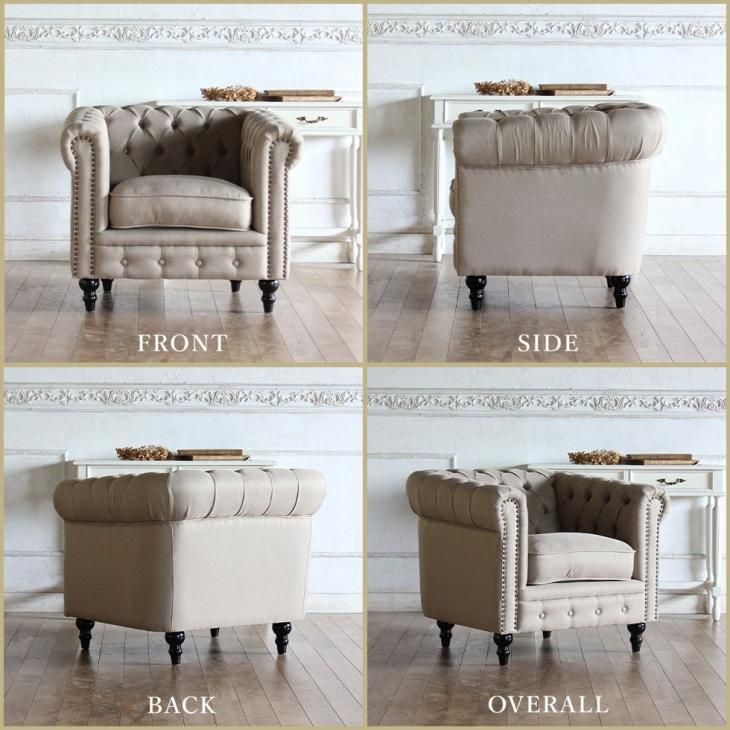 ヴィンセント チェスターフィールドソファ 1人掛け リネン