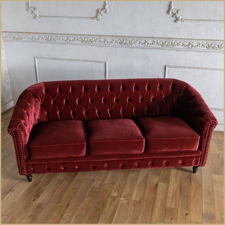 チェスターフィールド ソファ VLシリーズ 3人掛け レッド