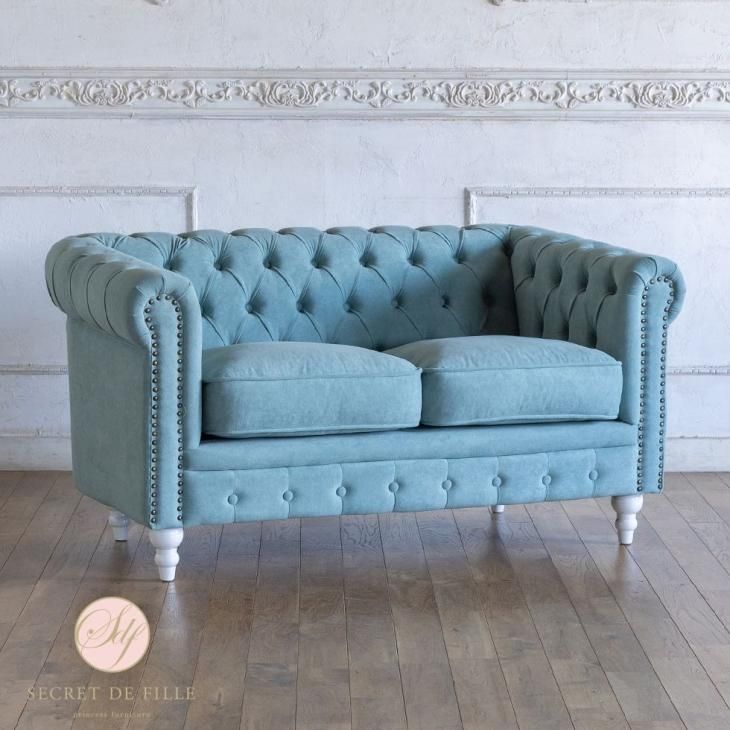 ヴィンセント チェスターフィールドソファ 2人掛け ホワイト脚