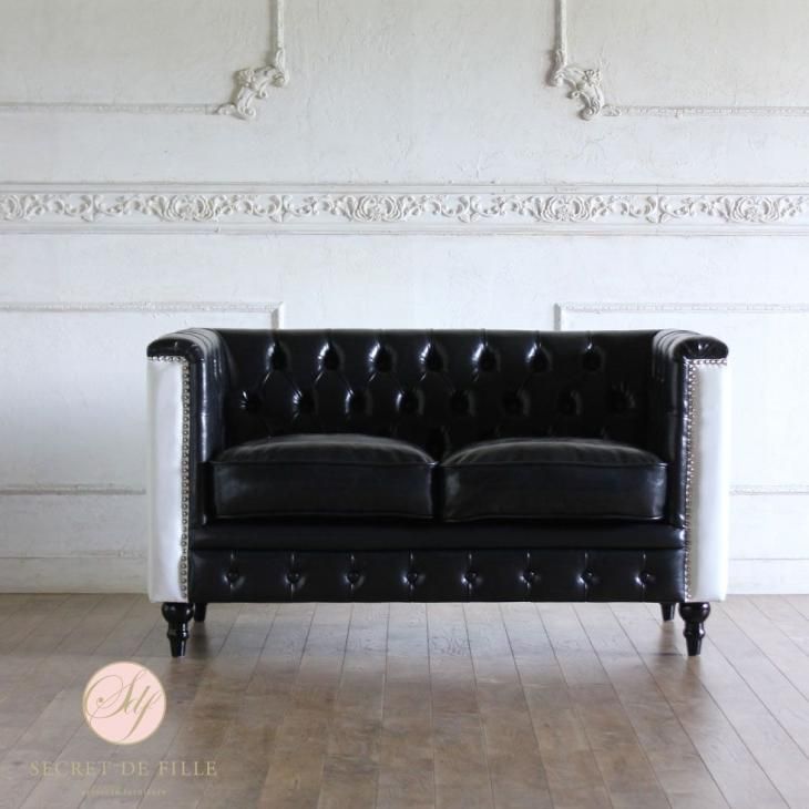 スクレドゥフィーユ ホワイトPUレザー 2人掛けソファ 2人掛けソファ