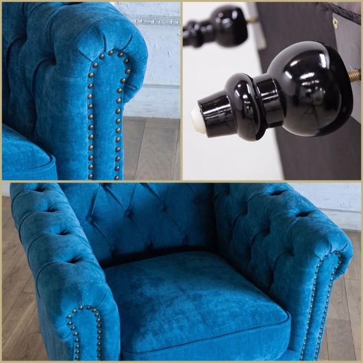 ヴィンセント チェスターフィールドソファ 1人掛け ナチュラルウッド脚