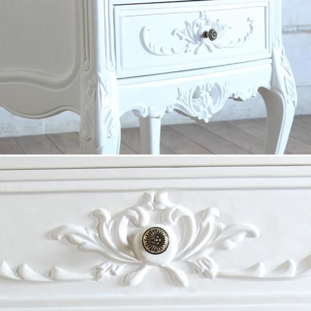 シンフォニーシリーズ ロココ調 チェスト Mサイズ ホワイト 7024-m-18